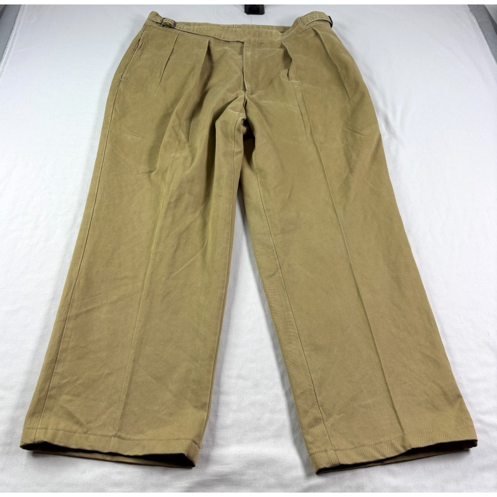 Bills Khakis Pants Mens 38x29 Brown Pleated Casual Slacks Adjustable USA Made
